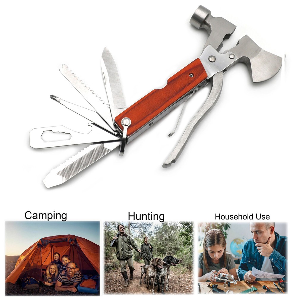 Multi function Outdoor Camping Emergency Survival Tools Axe Hatchet Hammer Plier