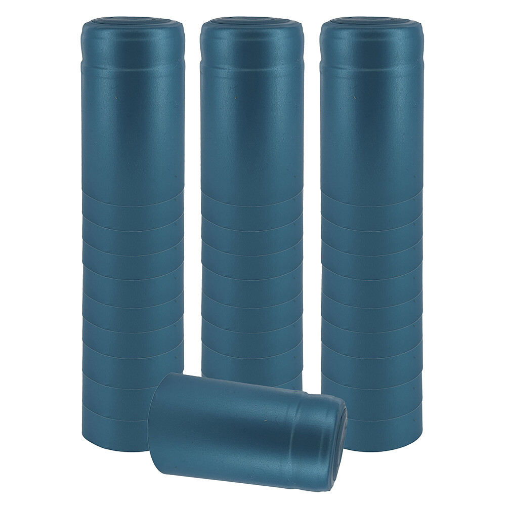 Metallic Light Blue PVC Shrink Capsules - 30 Per Bag