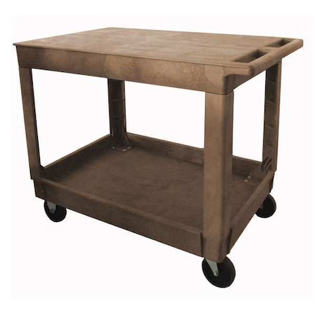 Utility Cart With Deep Lipped & Flush Plastic Shelves, Plastic, 500 Lb Load