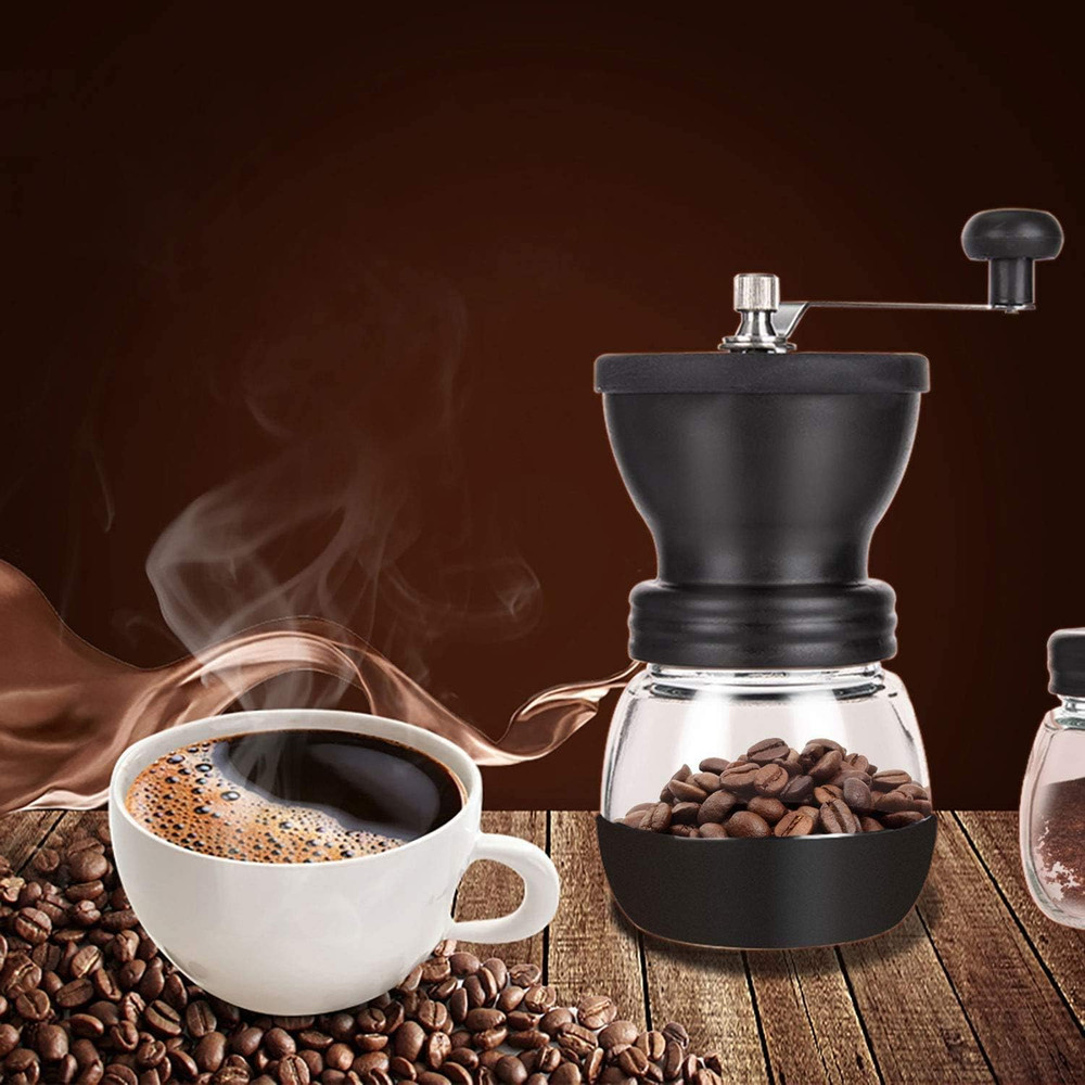 Manual Coffee Bean Grinder with Ceramic Burr, Hand Coffee Grinder Mill Small ...