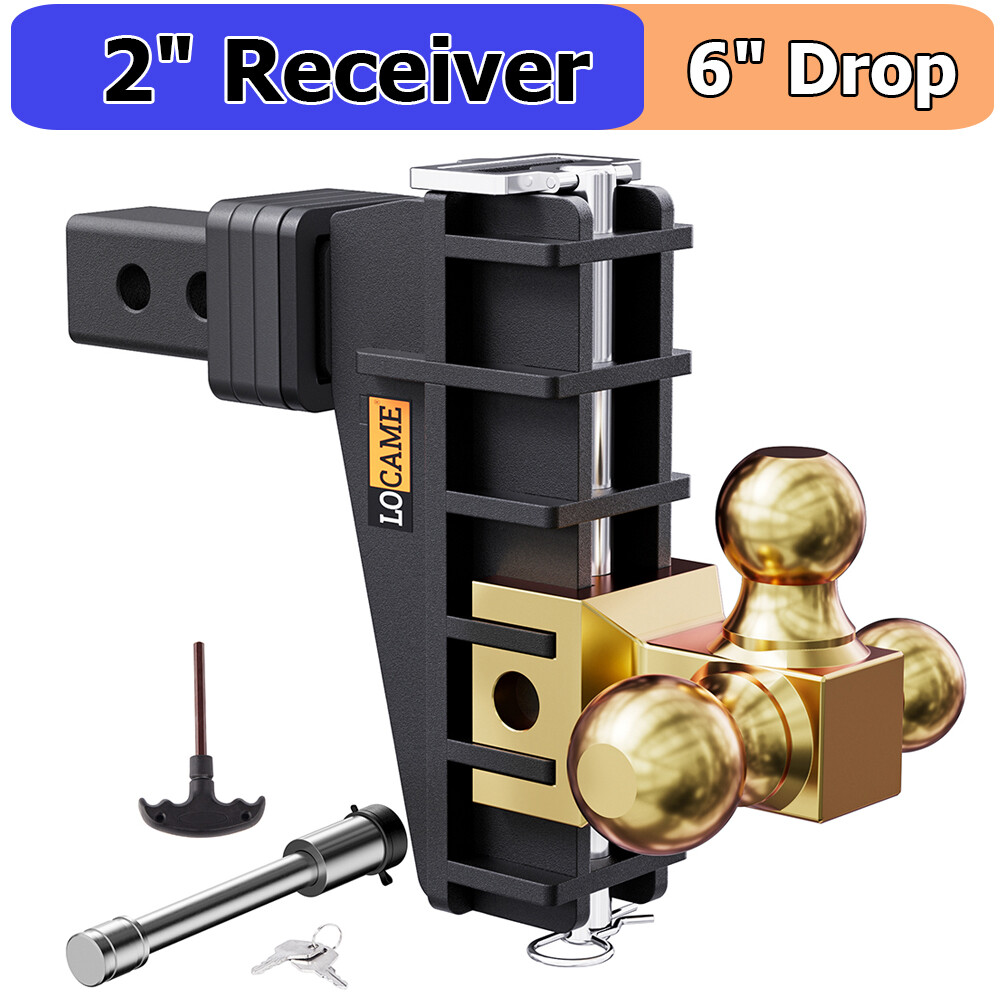 2" 2.5" Receiver Adjustable Trailer Hitch Tri-Ball (1-7/8"x2"x2-5/16") 6" Drop
