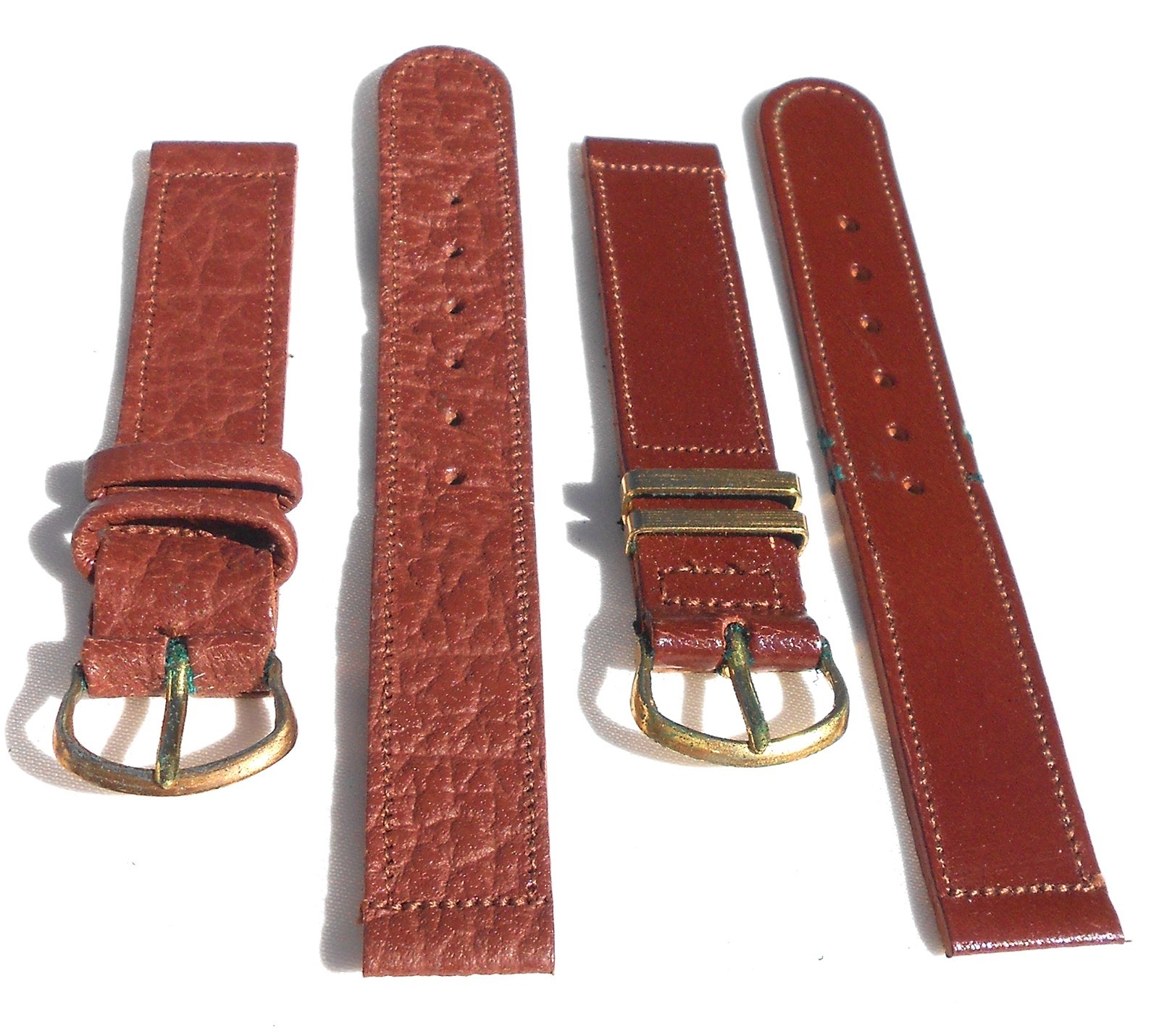 TWO (2) MINT ORIG WW2 1944-DATED GI-ISSUE BROWN LEATHER WATCH BANDS, GOATSKIN