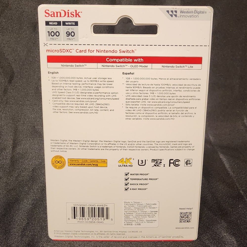 SanDisk Micro SD Card Memory 64GB Nintendo Switch & Lite