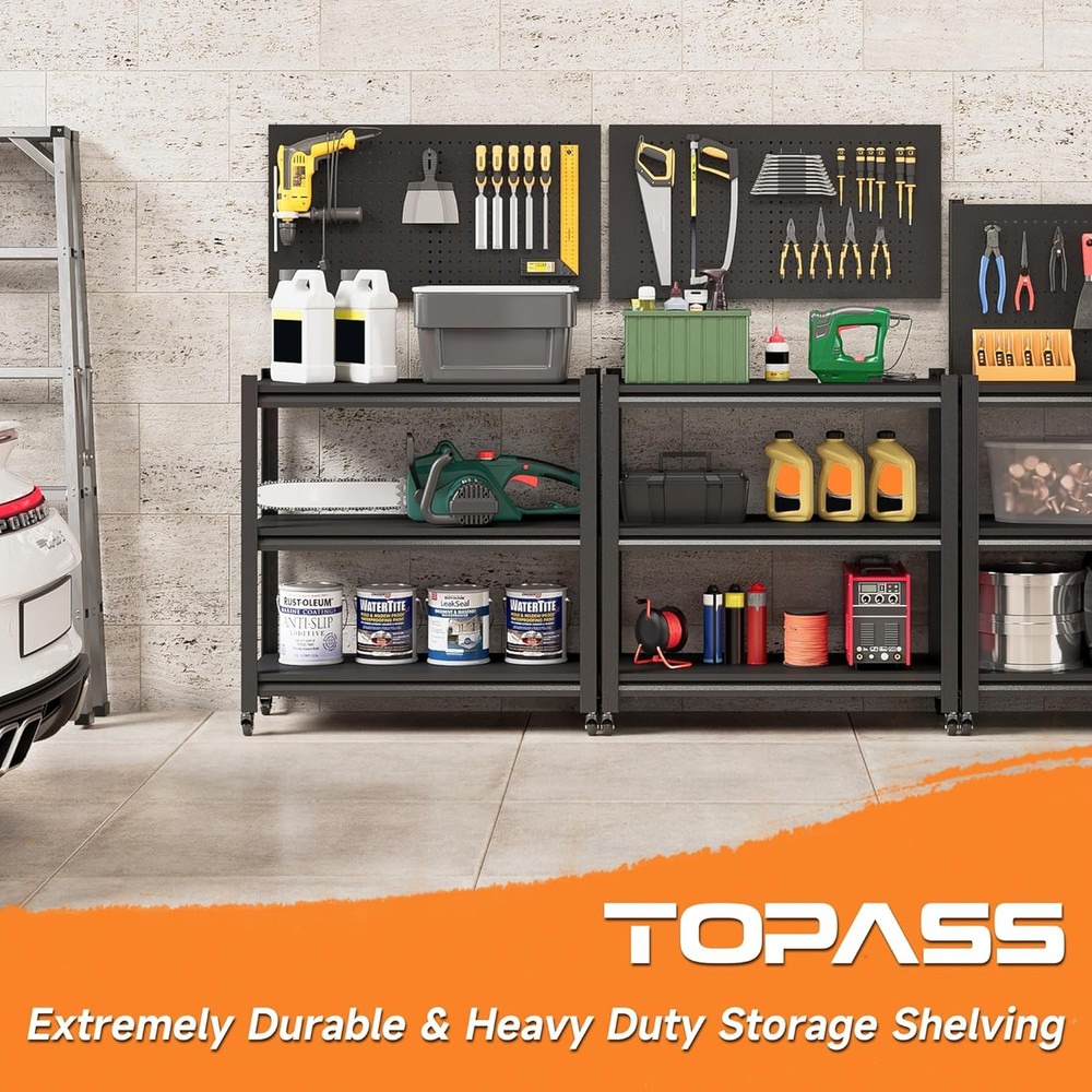 Workbench Pegboard, Adjustable Heavy Work Table Wheels,48" x 18" x 34",Black