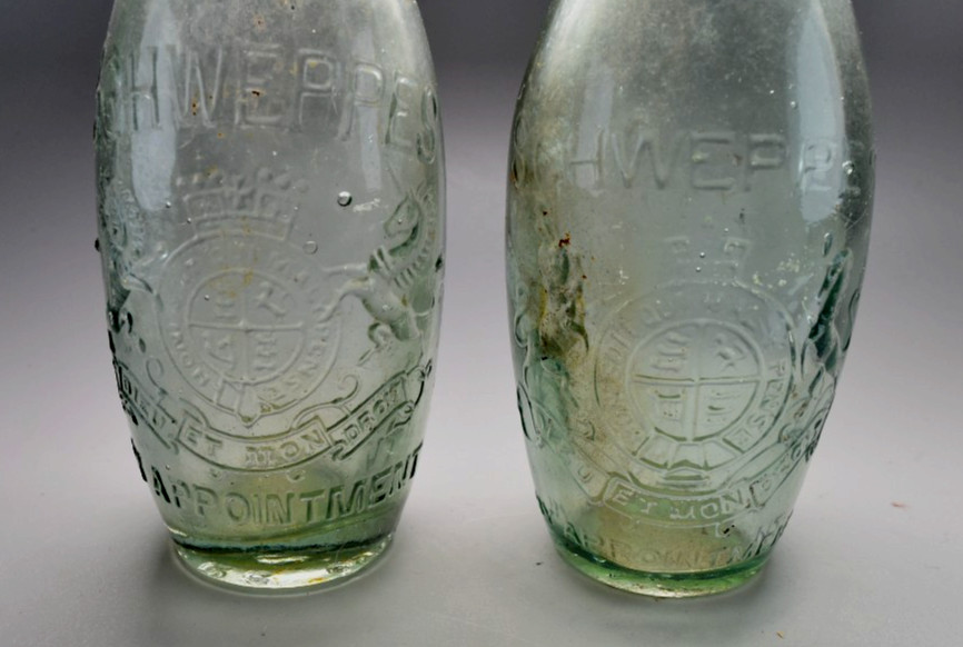 Antique Beautiful Schweppes Bottles x2