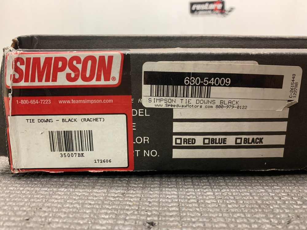 Simpson Restraint System Tie Downs - Black Rachet #35007BK