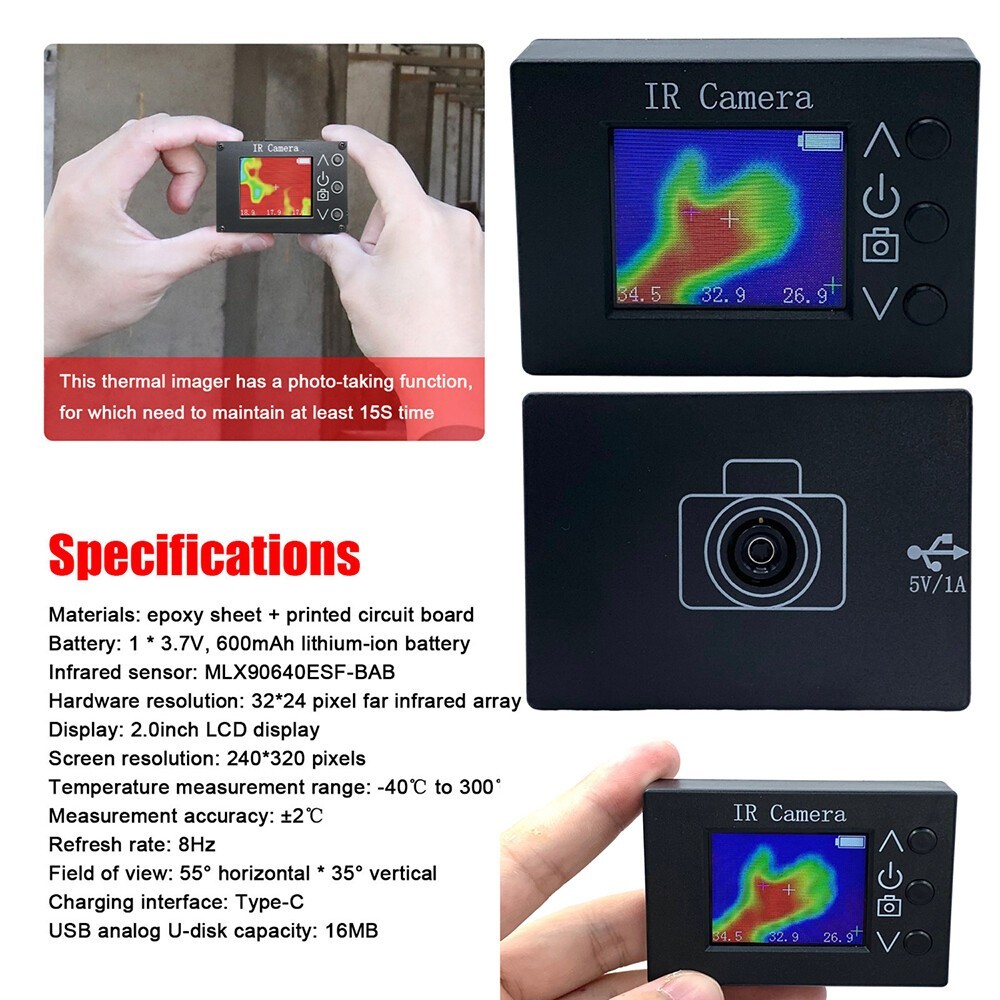 Infrared Thermal Imager Digital Camera Handheld Temperature Sensor -40℃-300℃