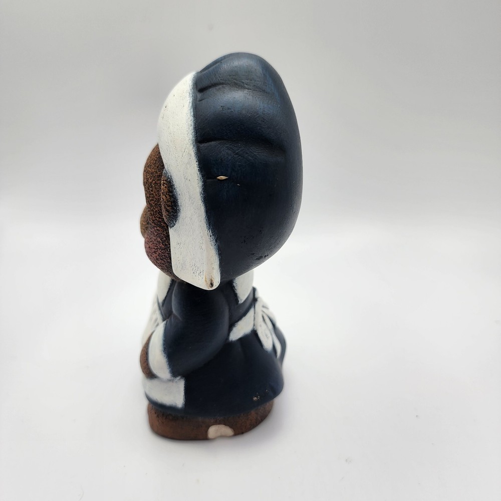 Hand Painted Ceramic Pilgrim Bear Fall Thanksgiving Decor White And Navy *READ