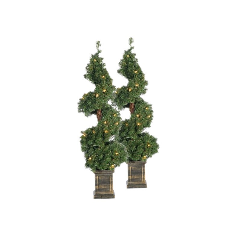 Sterling tree company 2-Pack Cypress Christmas Trees, 4ft/24in, Pre-Lit