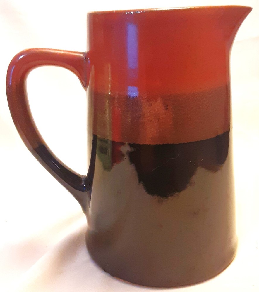 Studio Pottery Three Tone Brown Glazed Pitcher 6.5" Tall