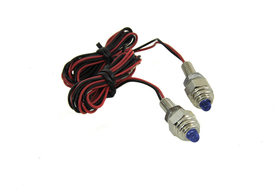 License Plate Frame Mounting Bolt Set with Blue LEDS  for Custom Harley Models