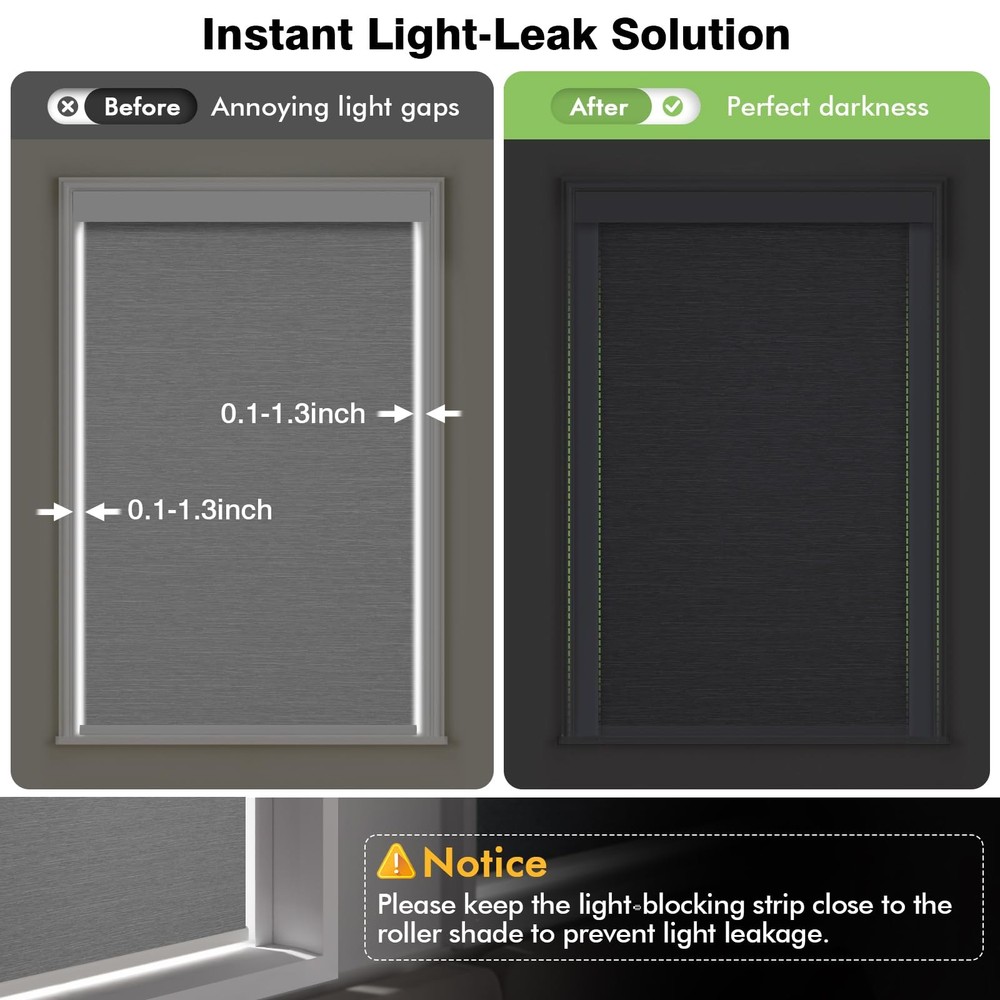 Light Blocking Strips, -Adhesive Light Blockers for Indoor Window Blinds & Sh...