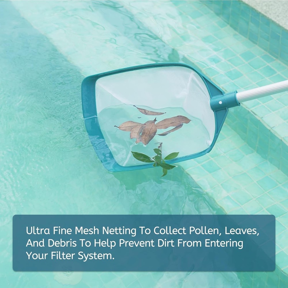 Adjustable Pool Leaf Skimmer Rake w/ Fine Mesh - Ultimate Cleaning Tool
