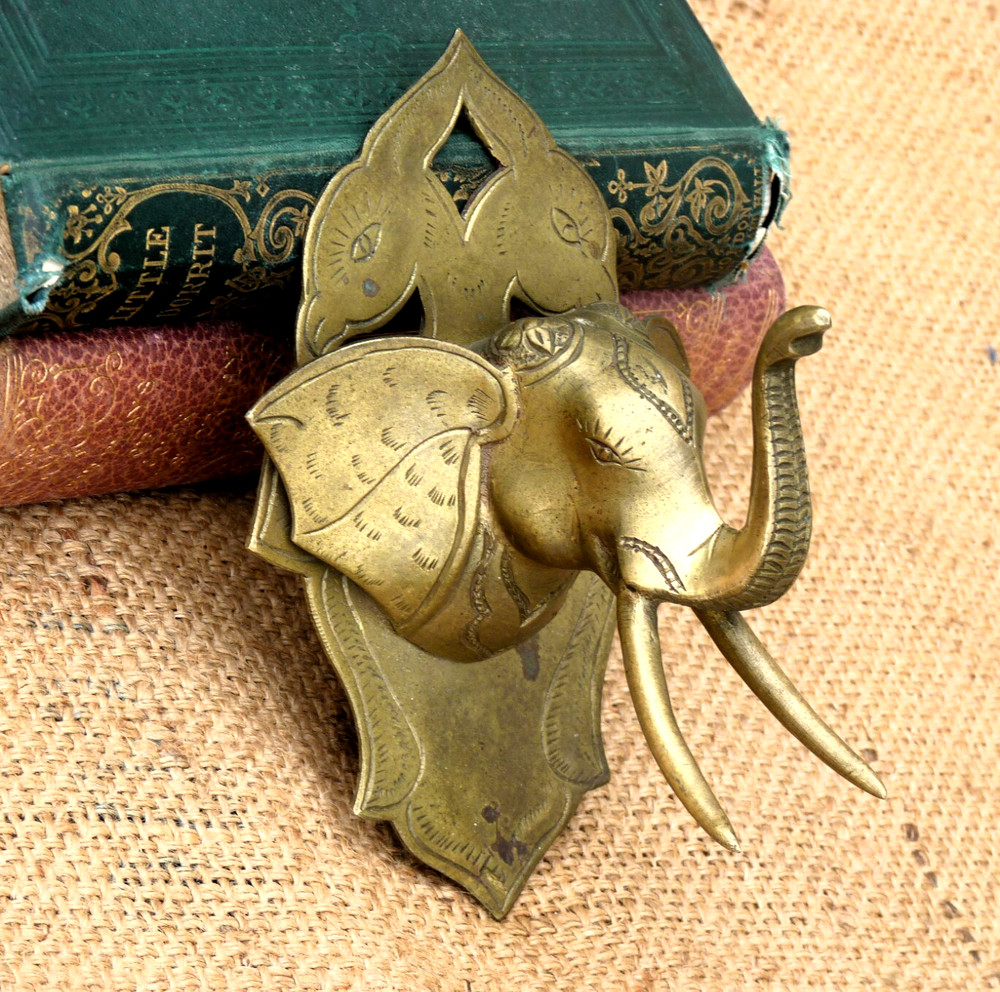 Brass Elephant Wall hook Vintage