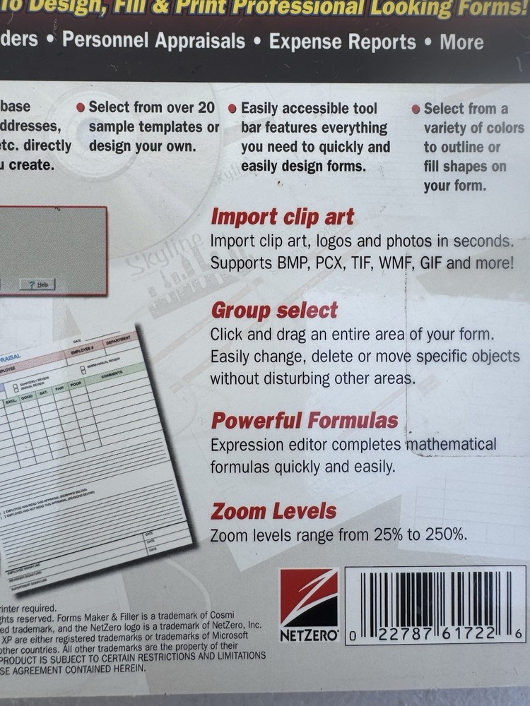 Forms Maker & Filler PC Computer for W98, ME, W2000 & Windows XP CD