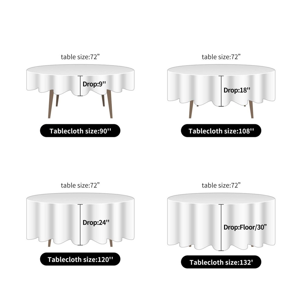 Ascoza 2pack 132 Inch Silver Round Tablecloth in Washable Polyester Fabric fo...