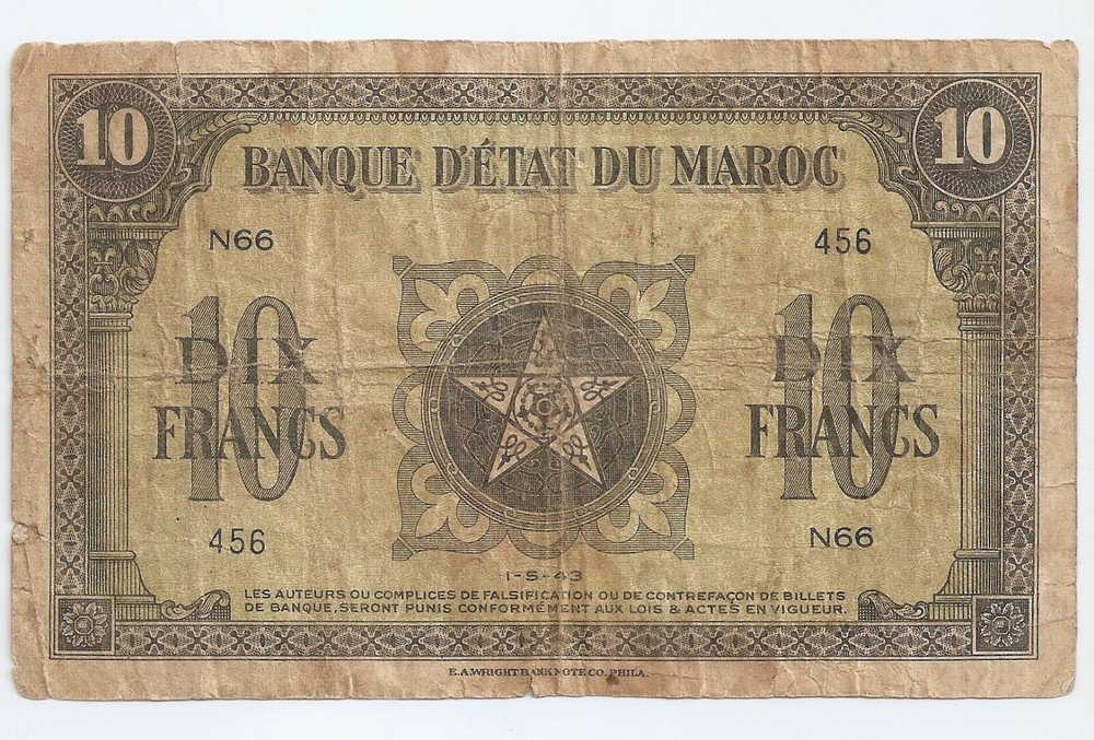 Morocco 10 francs 1-5-1943