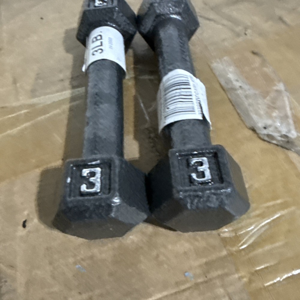 3LB Pound Cast Iron Hex Dumbbells Weights 6lbs Total