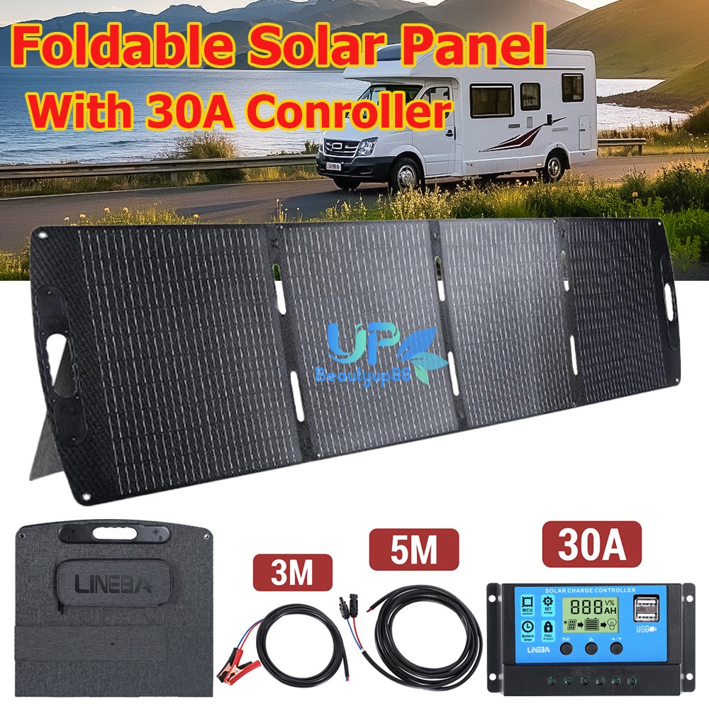 100W 200W Foldable Off Grid Solar Panel with Kickstand & Controller For Camping