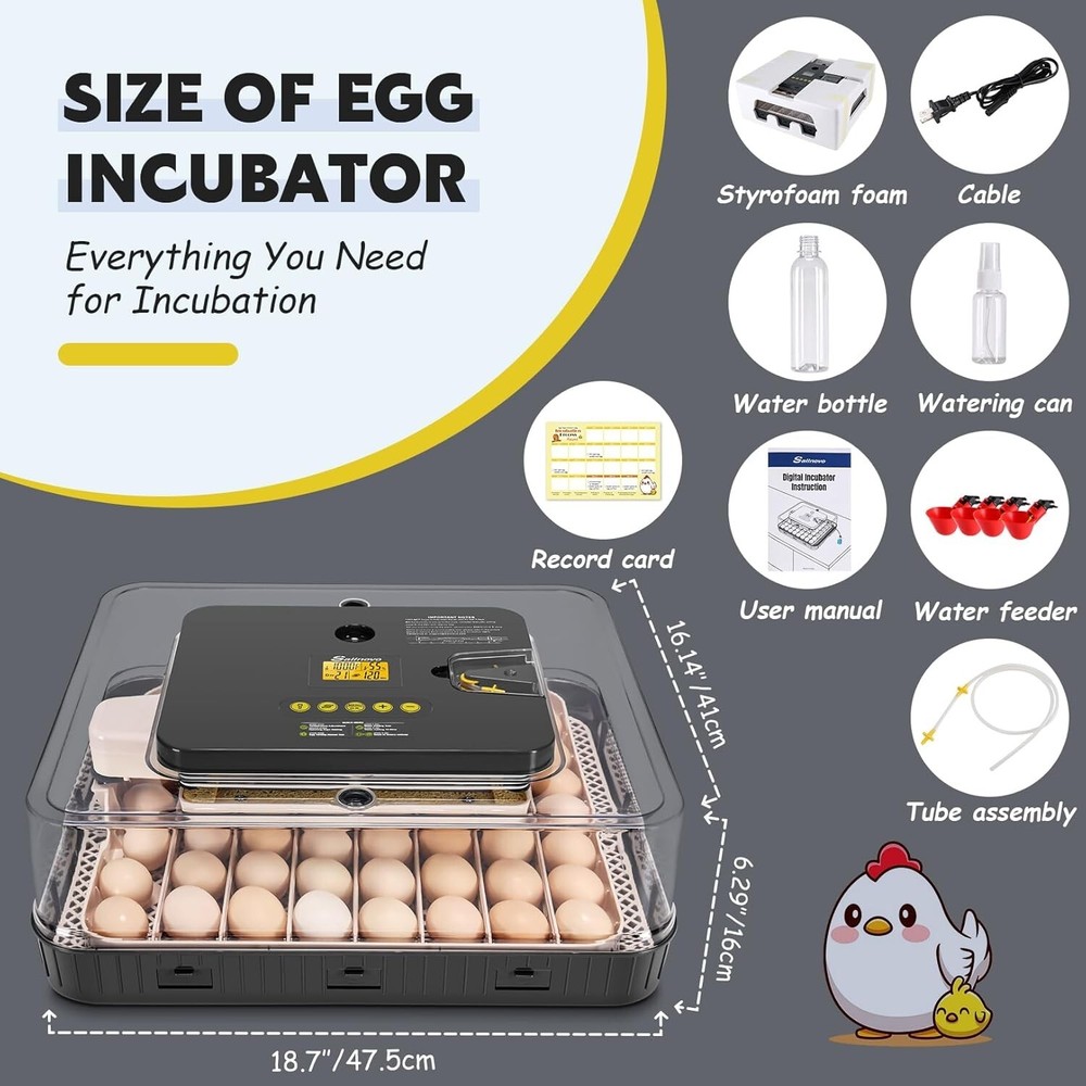 56 Egg Incubator for Hatching Eggs w/ Automatic Egg Turning & Built-in Candler🔥