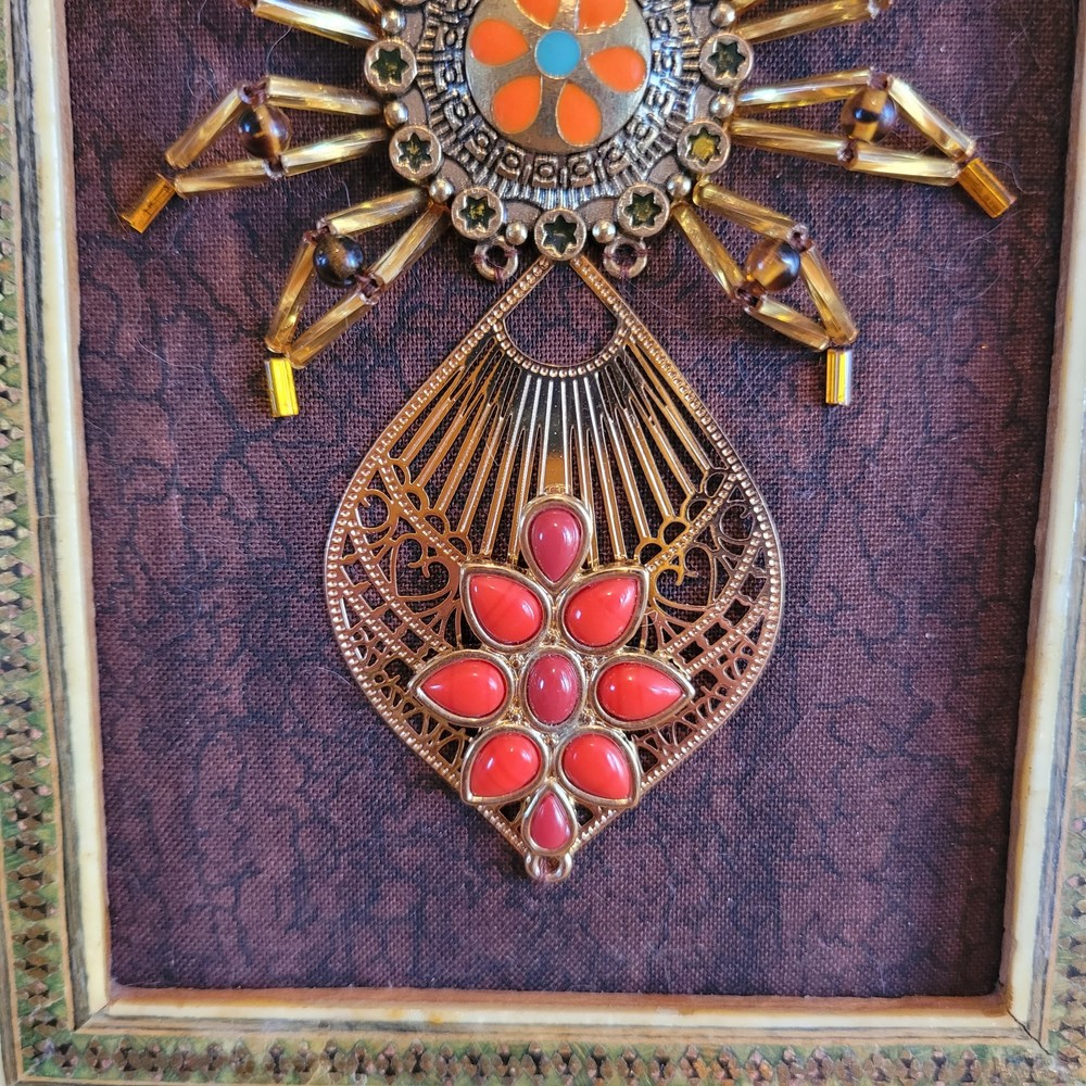 Beaded Spider Art Work Sewn In Persian Frame