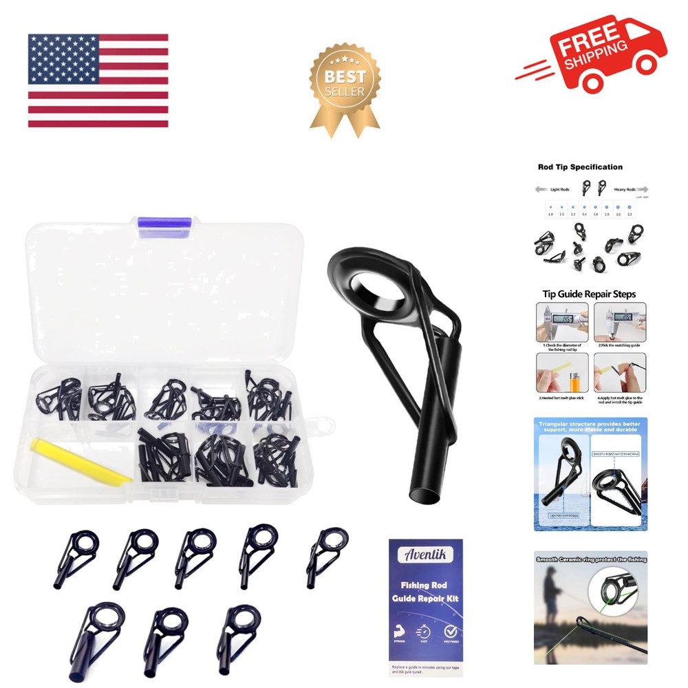 Fishing Rod Tip Repair Kit - Includes Eyelet Replacements & Tools