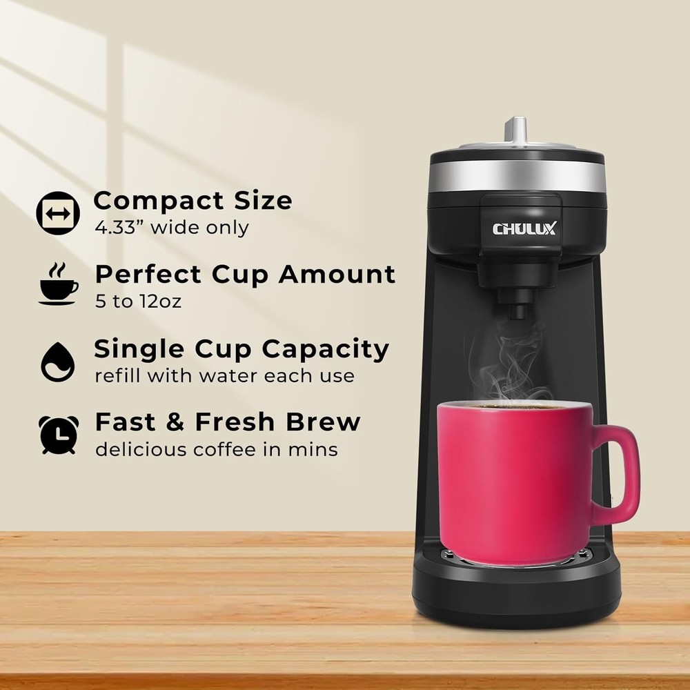 800W Mini Coffee Machine - Auto Shut-off & One Button Operation for 12oz Brew