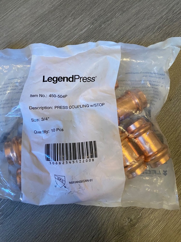 Propress 3/4 In. Press Copper Coupling with Stop (10-Pack)