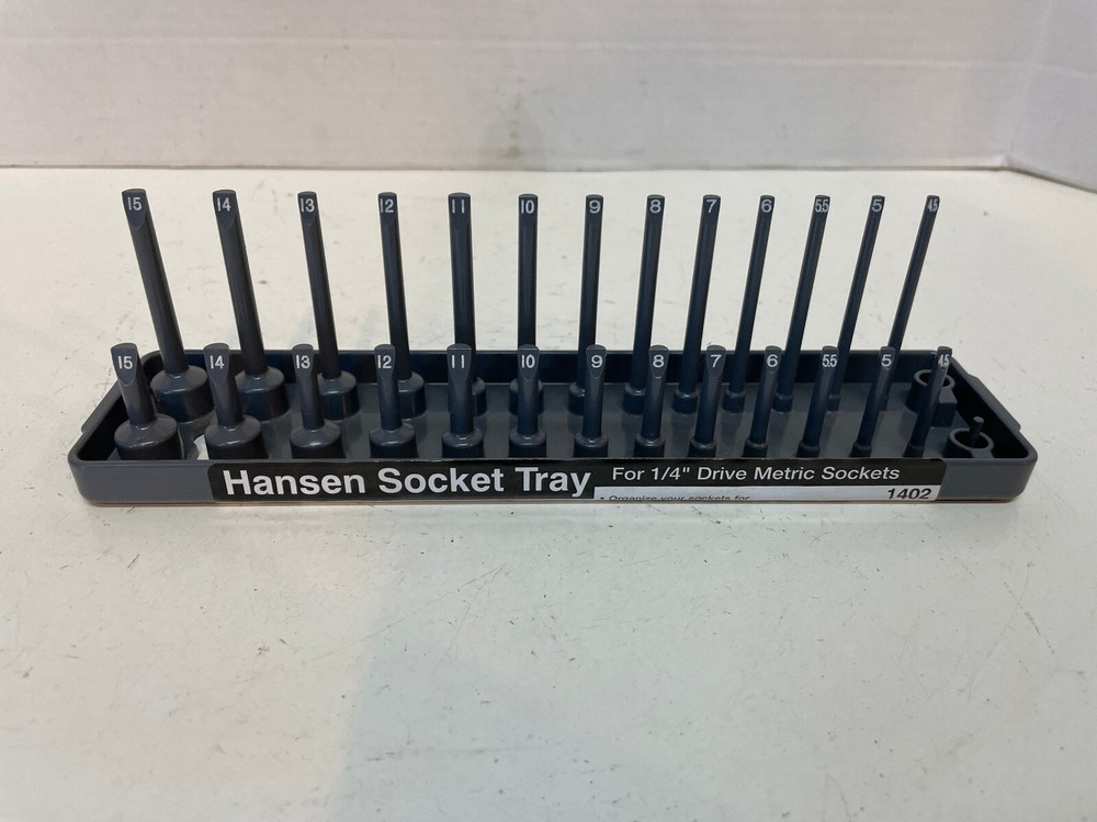 Hansen Global 1/4" Drive MM Regular & Deep Socket Tray Organizer USA