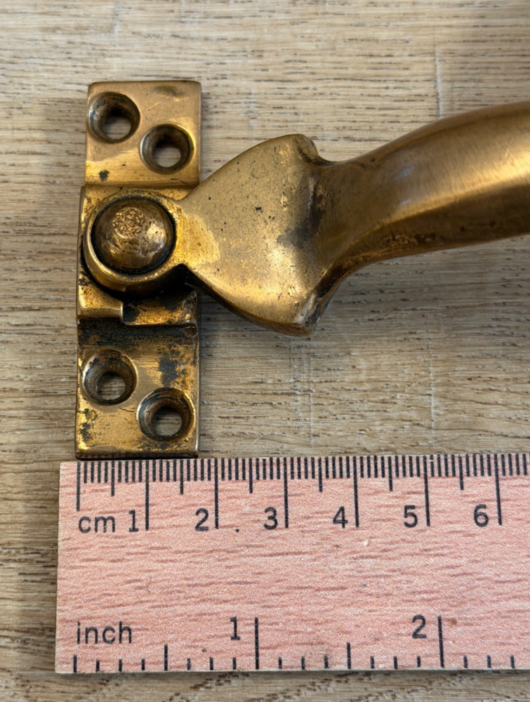 ANTIQUE SOLID BRASS CASEMENT WINDOW HANDLE RECLAIMED