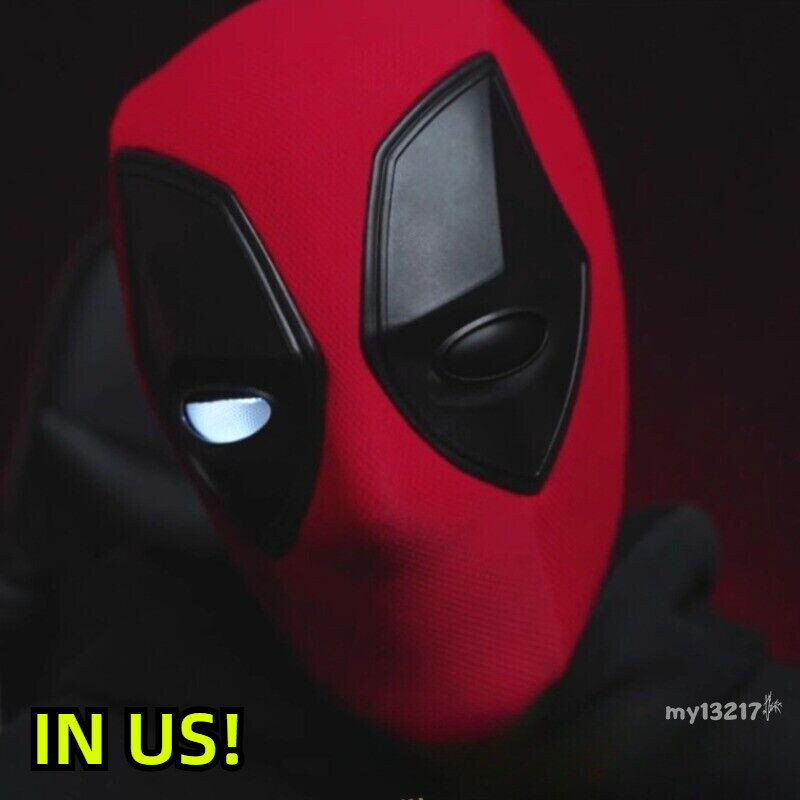 Marvel Deadpool Helmet Mask Movable Eye & Light Up Ring Remote Control Halloween