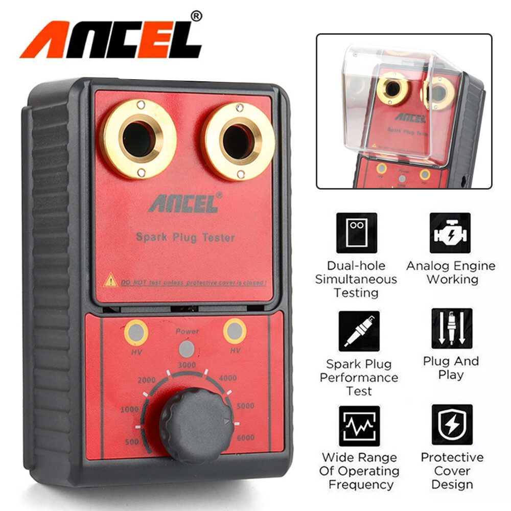 Ancel 12V Car Spark Plug Tester Auto Dual Hole Detector Ignition Plug Analyzer