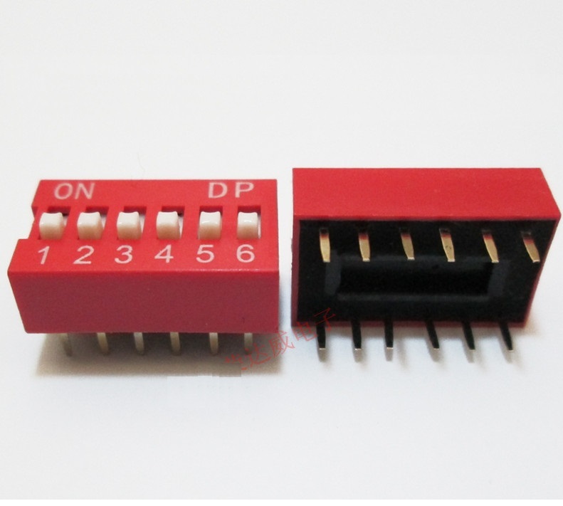 5Pcs Slide Type Switch Module 2.54mm 6-Bit 6 Position Way DIP Red Pitch