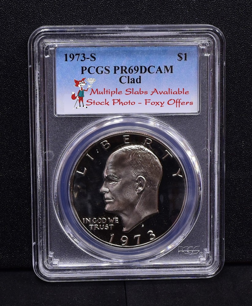 1973-S Eisenhower Dollar - PCGS Pr69DCam Blue (Bulk)