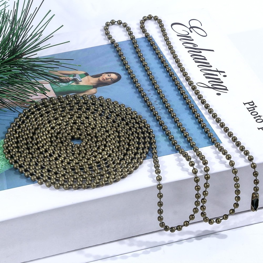 Bronze Ceiling Fan Pull Chain, 120" Extra Long Rust Proof 3mm Beaded Ball Light