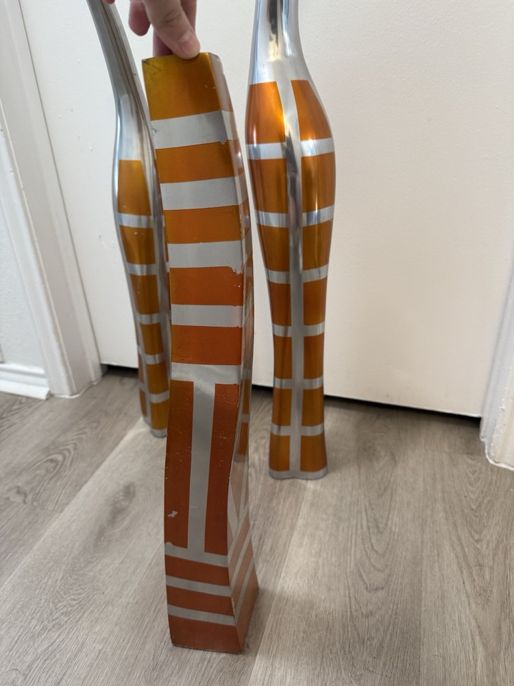 Orange And Silver Vases