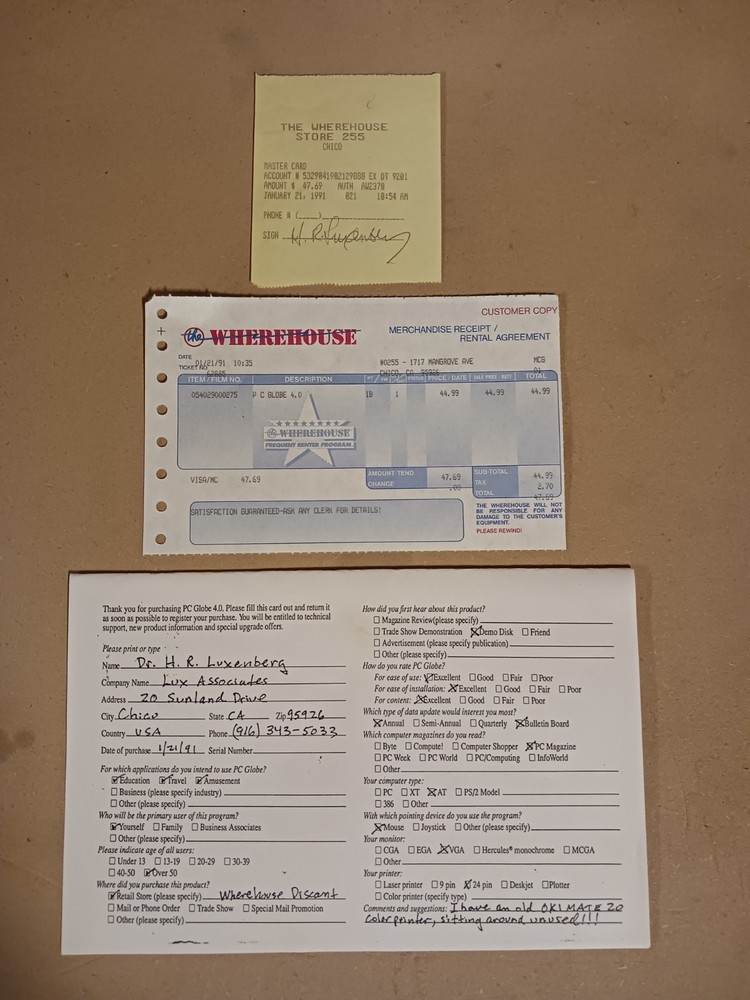 PC Globe, "Software for Everywhere", Full Map Globe for the IBM PC