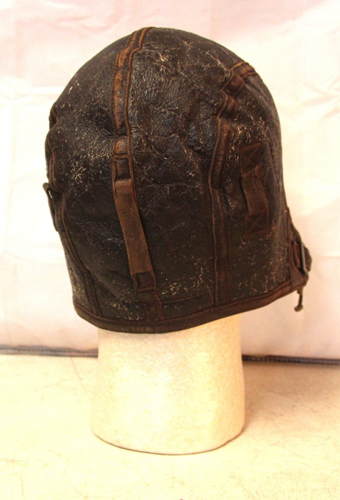 WWII era leather pilot flight helmet
