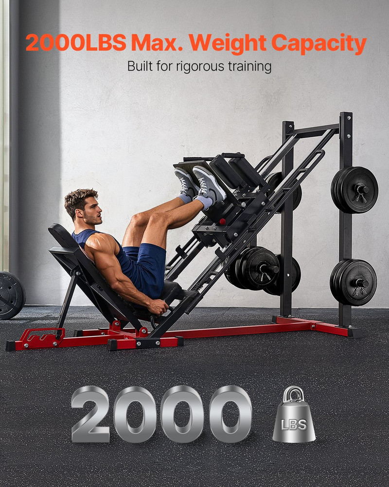 Leg Press Hack Squat Machine Combo w/ Linear Bearings & Weight Storage