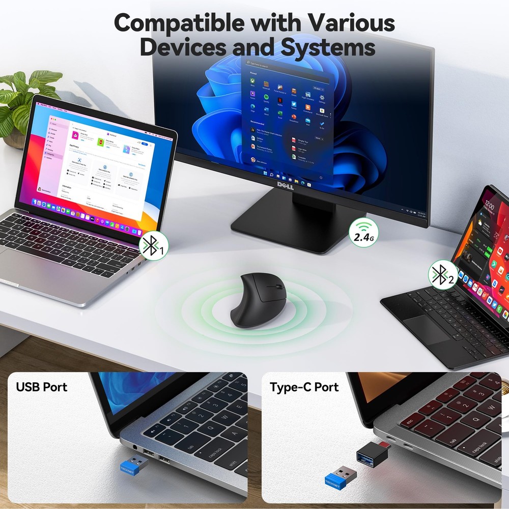 Ergonomic Mouse, Jiggler Bluetooth Wireless Vertical Mouse, 4800 DPI Silent M...