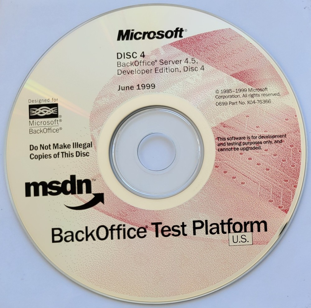 Vintage - Microsoft BackOffice Server 4.5 Developer Edition, 7 CDs, 1999
