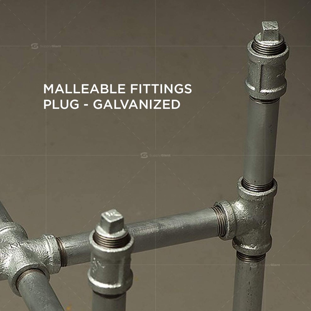 1/2" MIP Galvanized Malleable Iron Plug with Square Head