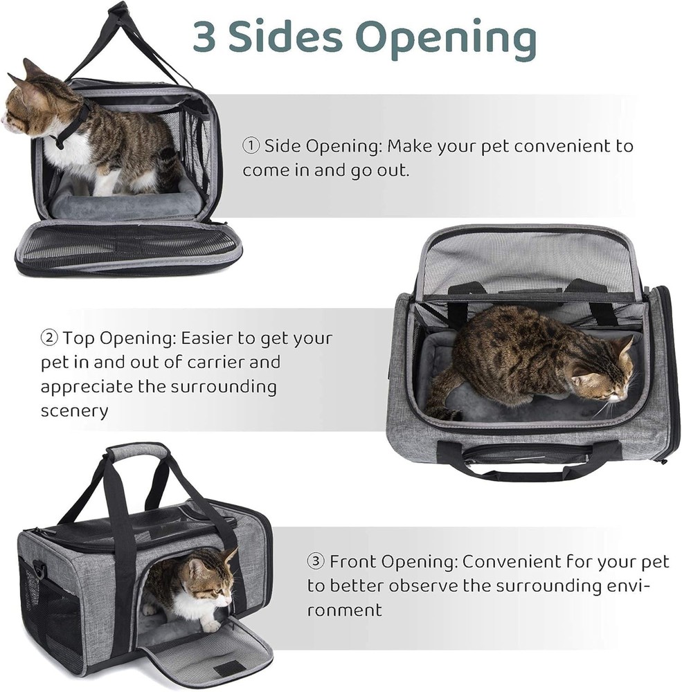 Compact TSA Approved Cat Carrier - Lightweight & Waterproof with Safety Features