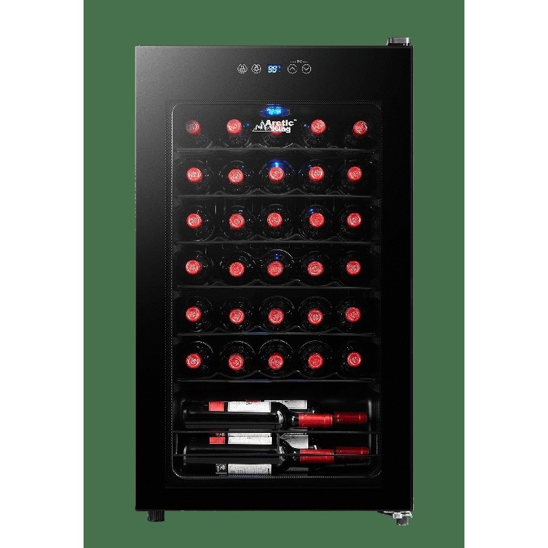 Premium 34-Bottle Wine Cooler Beverage Fridge Adjustable Temperature LED Light