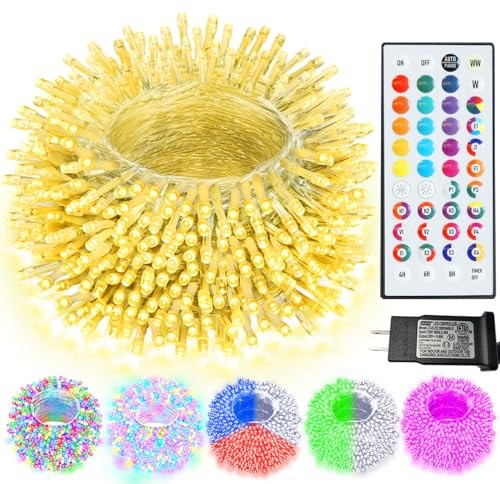 Color Changing Christmas String Lights with Clear wire, RGB with Remote