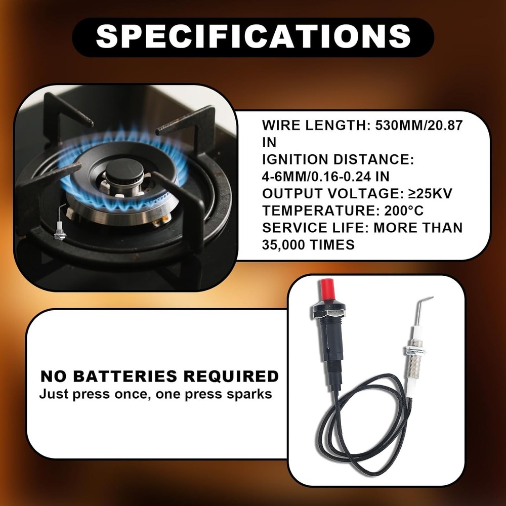 2pcs Propane Push Button Piezo Igniter, Grill Ignition Replacement with...