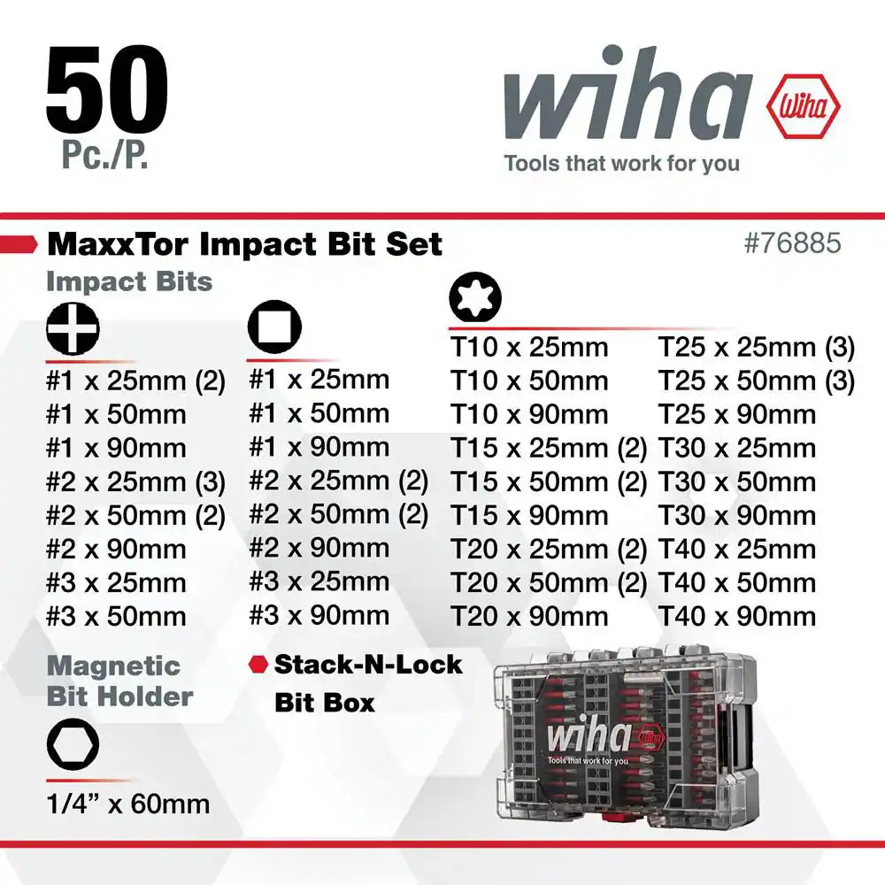 Maxxtor Impact Bit Screwdriver Set (50-Piece)