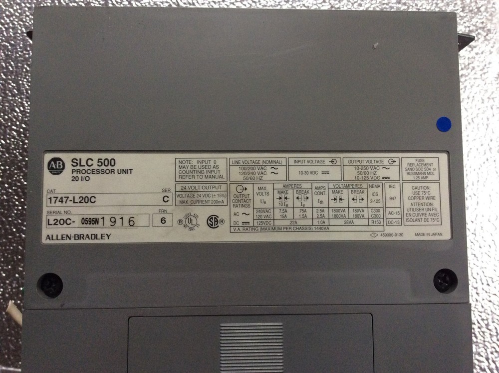 AB SLC 500 Programmable Controller, processor unit 20 I/O, #1747-L20C, frn-6,