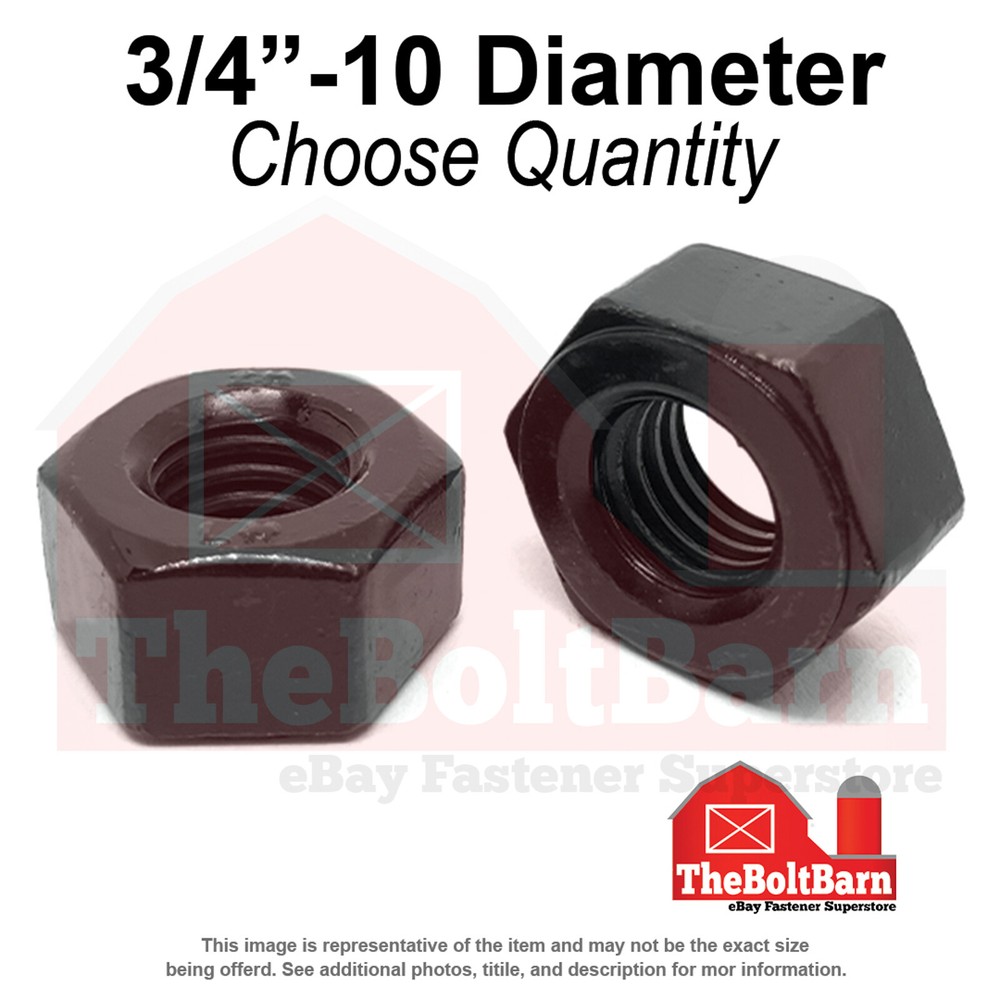 3/4"-10 Grade 2H Structural Heavy Hex Nuts Plain Coarse Thread (Pick Quantity)