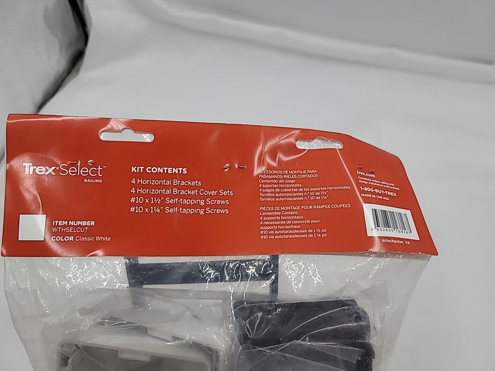 Trex Select Railing Mounting Hardware For cut Rails - White Horizontal-Deck-rail